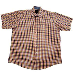 Linea Uomo Shirt XXL Plaid Orange Blue Pink